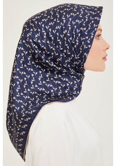 Belli Twill İpek Eşarp - 4001-80 Lacivert Vizon - Lacivert Vizon