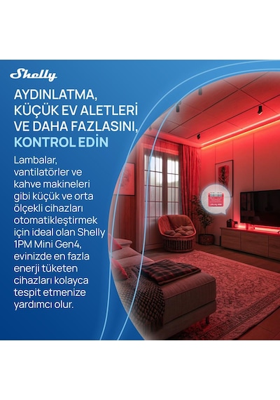 Shelly 1pm Mini Gen4 Enerji Ölçümlü Akıllı Röle