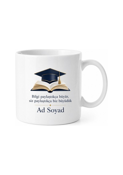 Üniversite Danışman Hocaya Akademik Başarı Teşekkür Kupası Mezuniyet Saygı Hediye Bardak Beyaz / Çok Renkli