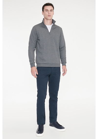 AC&Co / Altınyıldız Classics Standart Fit Normal Kesim İçi Polarlı Bato Yaka Pamuklu Erkek Sweatshirt Antrasit Melanj Antrasit AC&Co / Altınyıldız Classics Standart Fit Normal Kesim İçi Polarlı Bato Yaka Pamuklu Erkek Sweatshirt Antrasit Melanj Antrasit