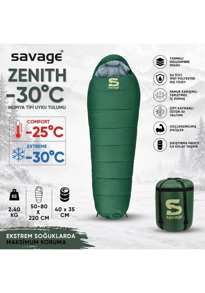Kamp Uyku Tulumu - Zenith - Haki - Extreme -30c - Savage Ys-530 Çok Renkli