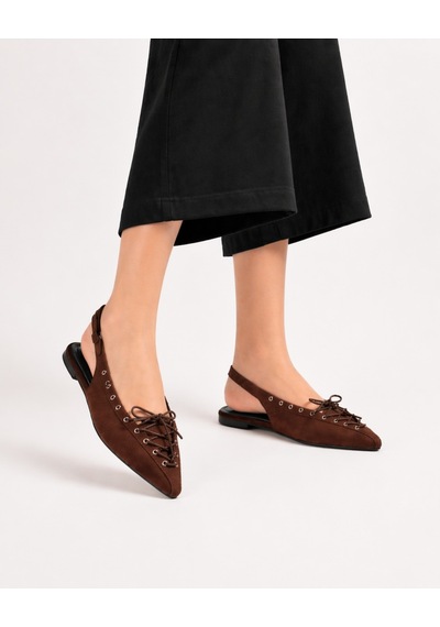 Dadwolf Kadın Süet Bağcıklı Slingback Babet Sivri Burun Arkası Açık Günlük Ayakkabı Kahverengi Dadwolf Kadın Süet Bağcıklı Slingback Babet Sivri Burun Arkası Açık Günlük Ayakkabı Kahverengi