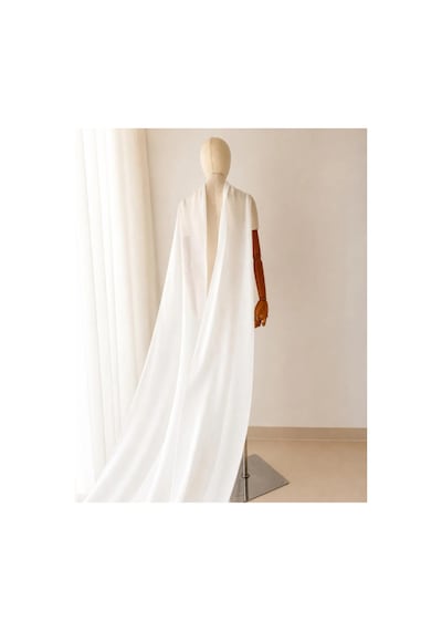 Ezni Atelier Şifon Beyaz Gelinlik Nişanlık Fular 25x400 Cm Beyaz Beyaz