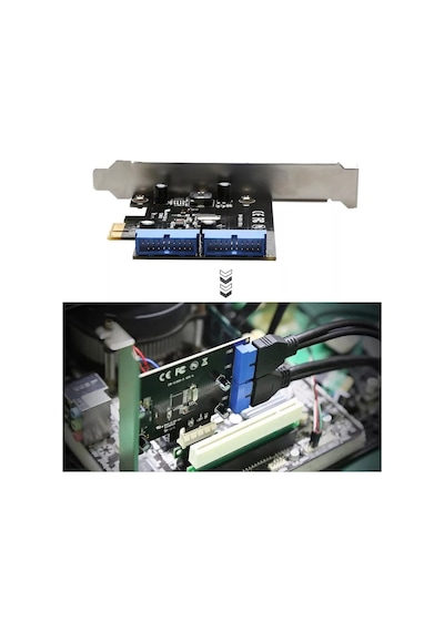 Pcı Express Pcı-E Usb 3.0 Kart 4817P Pcıe 2 Port 19 20 Pin Çoklay
