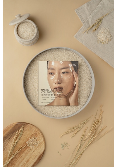 NACIFIC Rice Pepta Collagen Yüz Maskesi , Peptit + Kolajen + Pirinç Özü , Nemlendirici & Sıkılaştırıcı Jel Maske