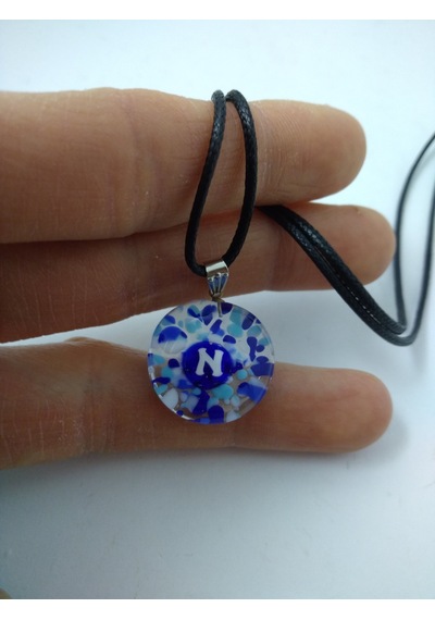 Cam Harf Kolye – Handmade El Yapimi Murano– (N) Harfi Modeli Gümüş