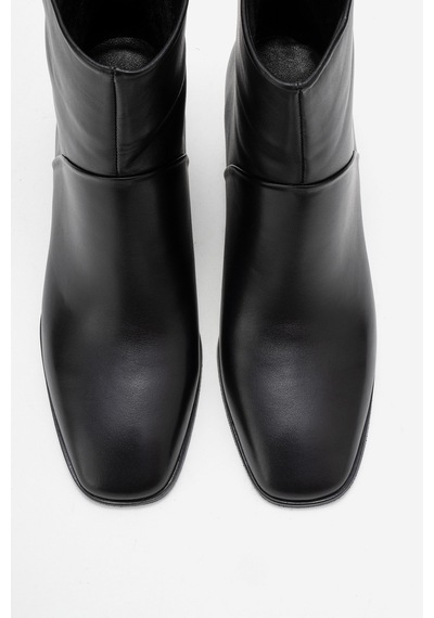 Luvishoes Luvi Shoes Nordy Siyah Cilt Hakiki Deri Kadın Blok Topuklu Bot Siyah