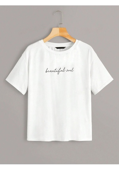 Flood Of Style Kadın Beyaz Beautiful Soul Baskılı Oversize