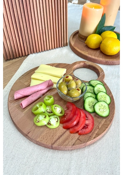 Ahşap Kesme Tahtası Sunumluk Doğal Kayın Ağacı 30x26 Cm - Kl-akt521a Ahşap