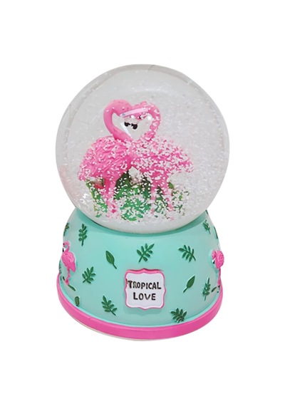Tropical Love Aşık Flamingo Temalı Kar Küresi Hediyelik Dekoratif Ürün Konsol Vitrin Ofis Süsü Biblo 10 35556467