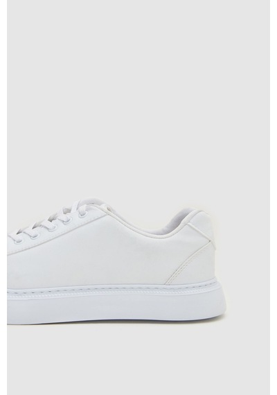 D's Damat 0EC09ORT0378 Beyaz Kalın Beyaz Tabanlı Bağcıklı Sneaker Ayakkabı Beyaz