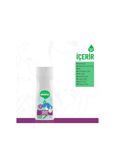 Siveno %100 Doğal Kepeğe Karşı Etkili Şampuan Günlük Bakım Yağlı Saçlar Çay Ağacı Keklik Üzümü Vegan 300 ML