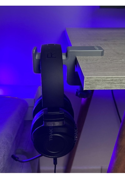 Trak3d Premium Asılabilir Kulaklık Standı Sağlam, Kaydırmaz Keçeli, Ergonomik Stand, Steel Gray Edition