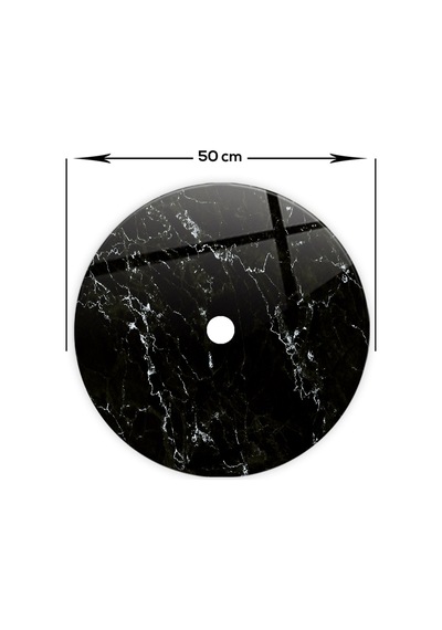 Cam Avize Göbeği | Siyah Mermer | Çap50Cm Çok Renkli