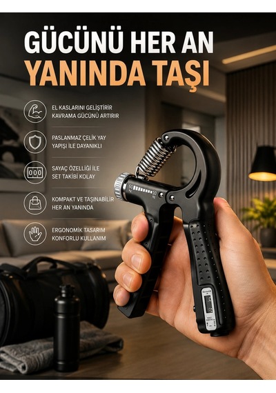 Portatif Ayarlanabilir El Yayı Sayaçlı Dayanıklı Çelik Yay Yeni Nesil Çok Renkli