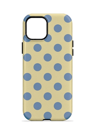 Velvoria Valestra Krem Mavi Puantiye Apple iPhone Uyumlu 14 Plus Darbe Korumalı Kılıf Valestra Select - Krem Mavi Puantiye