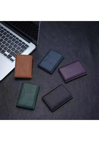 Suni Deri Görünümlü 5 Hazneli Magsafe İle Uyumlu Magnetik Pu Deri Cüzdan Kartlık Crd-04