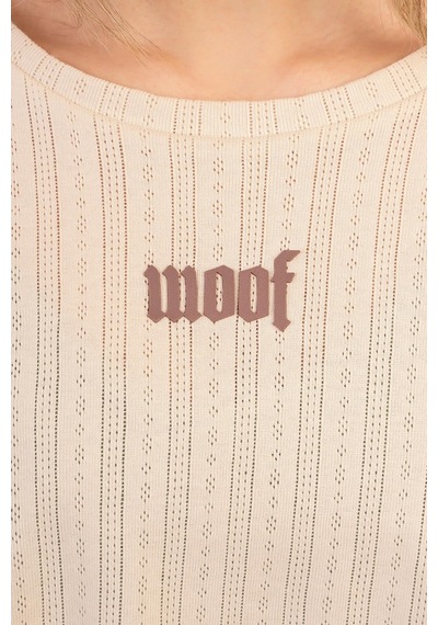 Woof Gym 3D Woof Print Crop Top Ecru Çok Renkli