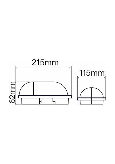Aydos 15w Siyah Ip65 Oval Led Tavan Ve Duvar Lambası 1500 Lümen Beyaz Işık Su Ve Toz Geçirm