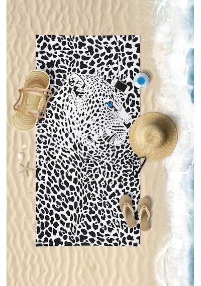 BLACK LEOPARD Dijital Baskılı 75x150 Cm Plaj Havlusu Siyah