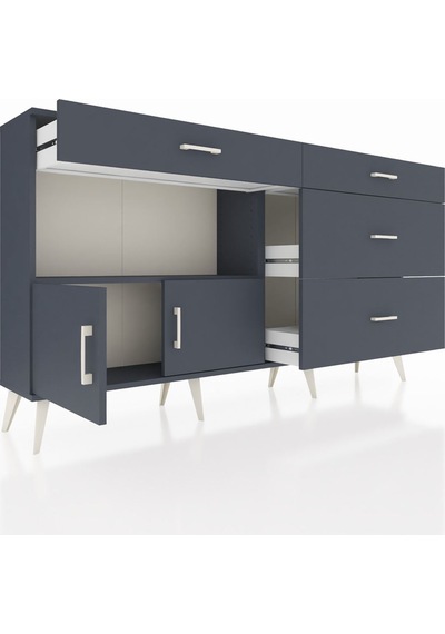 Arges Konsol Tek Raflı 4 Çekmeceli 2 Kapaklı 176x30x99 Antrasit-a Antrasit-antrasit Arges Konsol Tek Raflı 4 Çekmeceli 2 Kapaklı 176x30x99 Antrasit-a Antrasit-antrasit