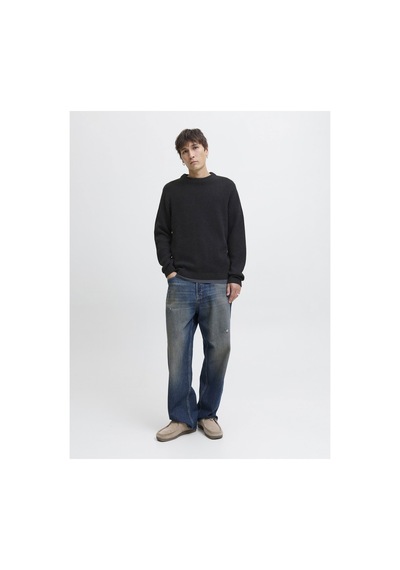 Jack & Jones Jjedover Knıt Crew Neck Sn Siyah