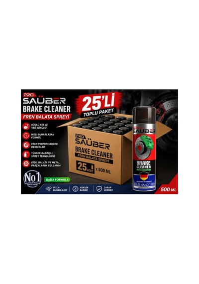 Fren Balata Spreyi 500 Ml 25 Li Koli Brake Cleaner Yağ Kir Sökücü Toplu Paket