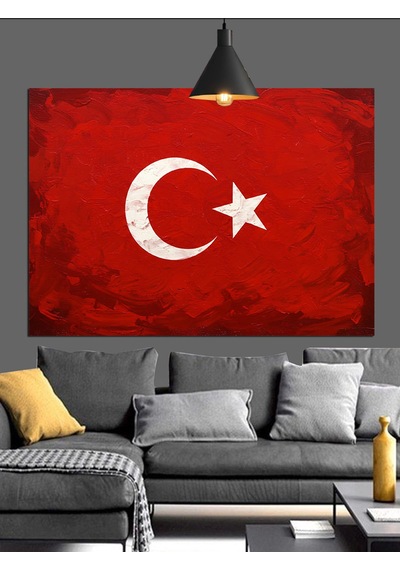 Türk Bayrağı Sade Tasarım Dekoratif Kanvas - Mdf Ahşap Tablo
