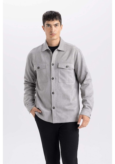 DeFacto Regular Fit Polo Yaka Süet Gömlek Ceket D3379AX25SPGR308