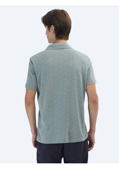 Kip Haki Desenli Polo Yaka Pamuk Karışımlı T-shirt Haki
