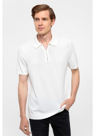 Süvari Beyaz Regular Düz Polo Yaka Triko Tşört -38341 Beyaz