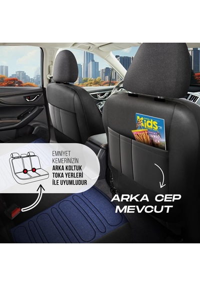 Panda Atlanta Serisi Keten Kumaş Oto Koltuk Kılıfı   - Tam Set