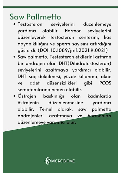 Microbiome Saw Palmetto Cüce Palmiye Ektresi 30 Tablet