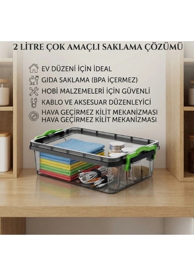 Cazibiz 2 Litre Sığ Saklama Kutusu-434039 Çok Renkli