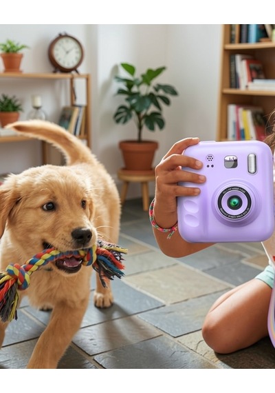 Çocuk Fotoğraf Makinesi Hd Ekranlı Baskı Kağıdı Kalem Hediye Model