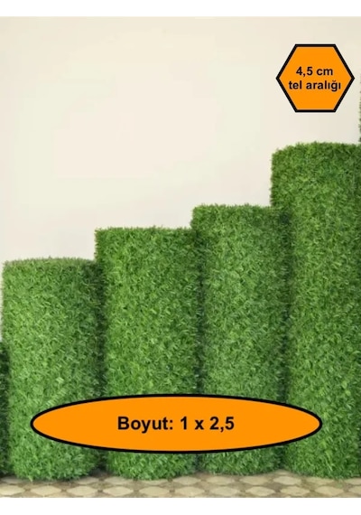 1x2.5 Metre Çim Çit. Bahçe Çiti. Dekoratif Telli Çit. Yapay Çim Çit