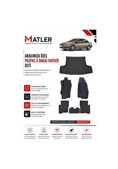Fiat Linea 2017 Model 4d Ekstra Havuzlu Paspas Ve Bagaj Havuzu Set
