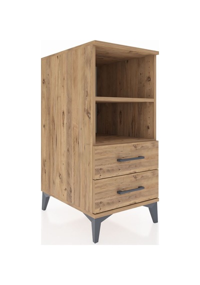 Kronos Komodin 2 Raflı 2 Çekmeceli 44x59x96 Çam-çam Çam