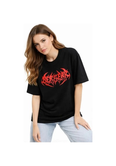 Baskılı T-shirt Yazlık Kısa Kol Bisiklet Yaka Rahat Kalıp Tişört - Siyah