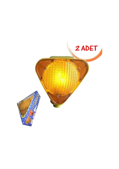 Güneş Enerjili Flaşör Lamba Solar Üçgen Flaşör Sarı Trafik Çakar Lamba Sarı 2 Adet