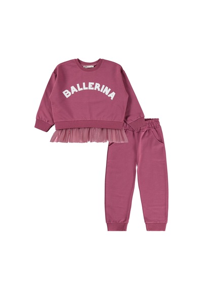 Civil Girls Ballerina Baskılı 2-5 Yaş Eşofman Takımı - Lila Mürdüm