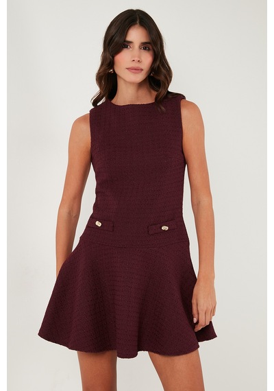 Lela Bayan Elbise 6525687 Bordo Bordo