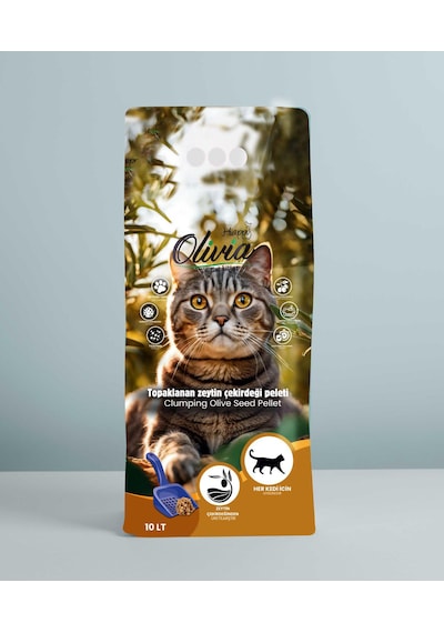 Topaklanan Zeytin Cekirdeği Peleti Kedi Kumu