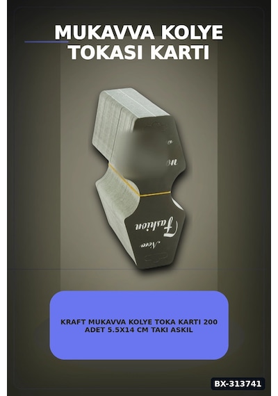 Kraft Mukavva Kolye Toka Kartı 200 Adet 5.5x14 Cm Takı Askılık Düzenleyici Bx-313741