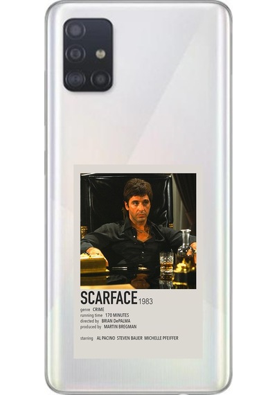Samsung Galaxy A51 Uyumlu Scarface Mini Poster Tasarımlı Baskılı Silikon Kılıf Renkli