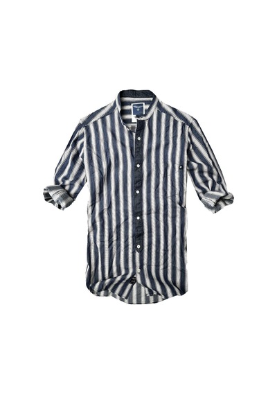 Alaska The Last Frontier Slim Fit %100 Pamuk Kumaş Hakim Yaka Uzun Kol Gömlek--lacivertçizgi- Çok Renkli