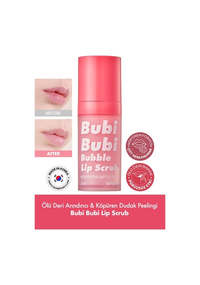 Unpa Pürüzsüz ve Yumuşak Dudaklar Köpüren Dudak Peelingi UNPA Bubi Bubi Lip Scrub