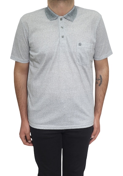 Santa Dmctekstil Erkek Kendinden Desenli Klasik Rahat Kalıp Tek Cepli Polo Yakalı T-shirt Haki