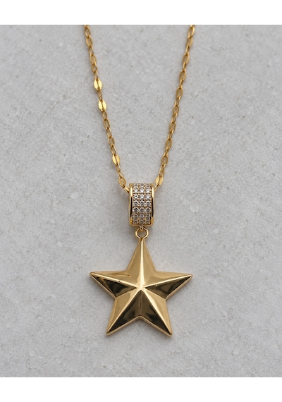 Stellar Muse Yıldız Kolye Zirkon Taş Detaylı Paslanmaz Çelik Gold Model Renkli