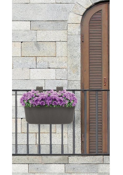 Omnipazar Krs-249 Dekoratif Plastik Pera Askılı Balkon Saksı 3.2 Litre Kahverengi